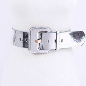 Plus Size Metallic Fashion Iconic Belt - Silver